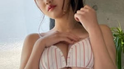 레알  오시마 미쿠 언더붑 큰 가슴 줄무늬 비키니