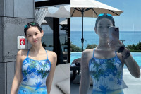 'E컵' 맹승지, 제주 바다보다 푸른 블루 수영복 입고 행복 모멘트