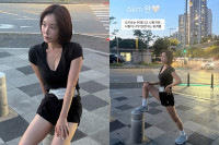 '애셋맘' 이소라, 깊게 파인 V넥 운동복 입고 공원 러닝…운동 후에도 예쁨 만개