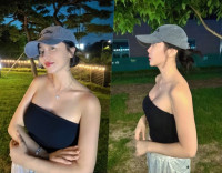 홍진영 너무 덥다며 선택한 과감 패션…볼캡 눌러써도 몸매는 못 숨겨